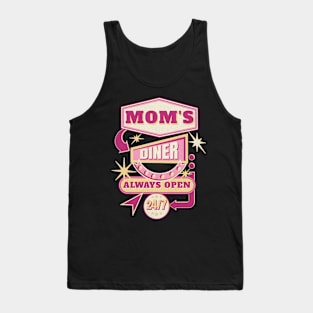 Retro Mom's Diner Design | Vintage Americana 24/7 Open Sign Tank Top